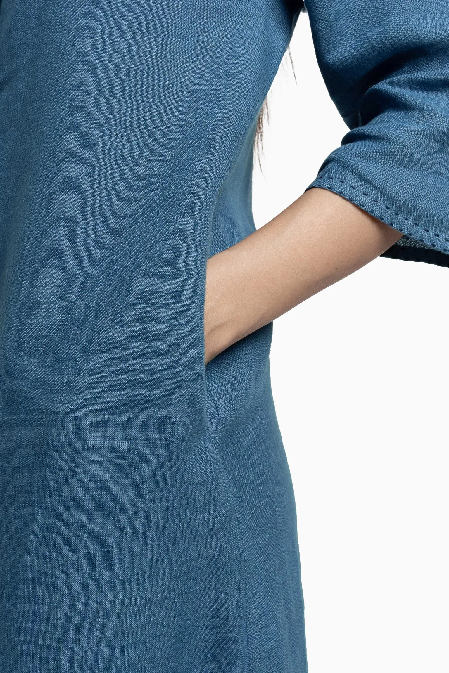 Linen Drizzle Shirt Dress-Brown Bean