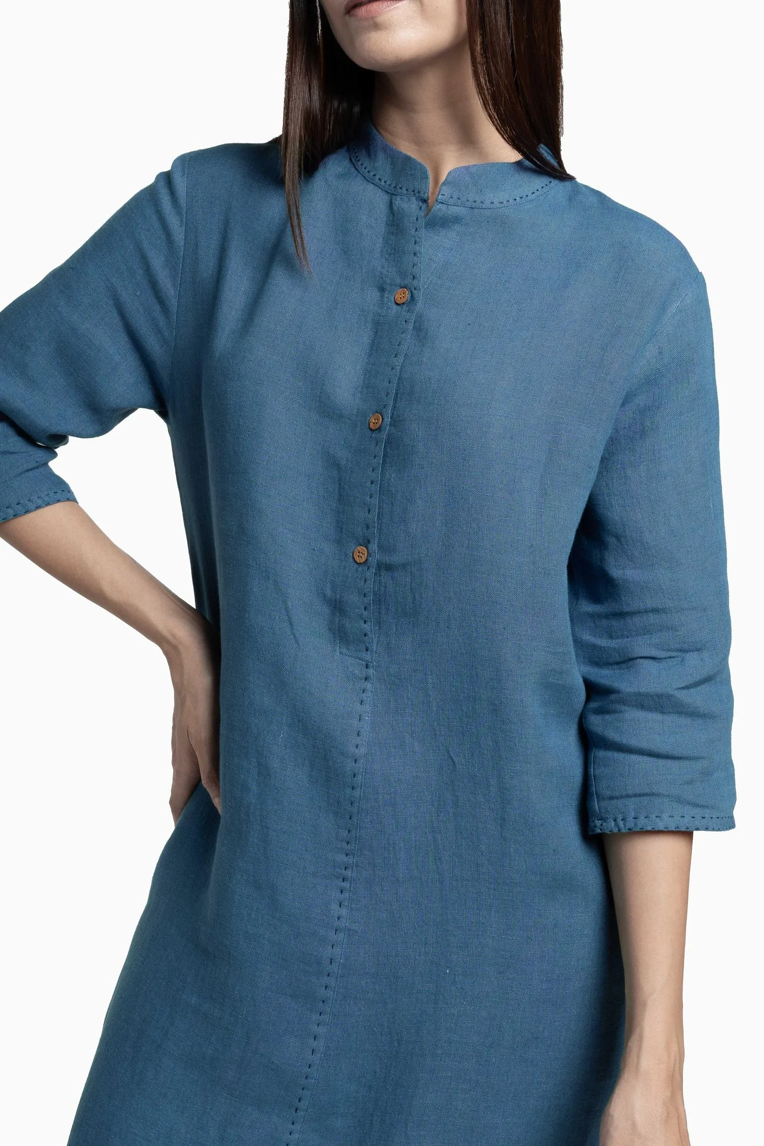 Linen Drizzle Shirt Dress-Oatmeal
