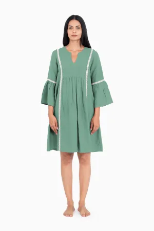 Linen Moana Midi Dress-Midnight Green