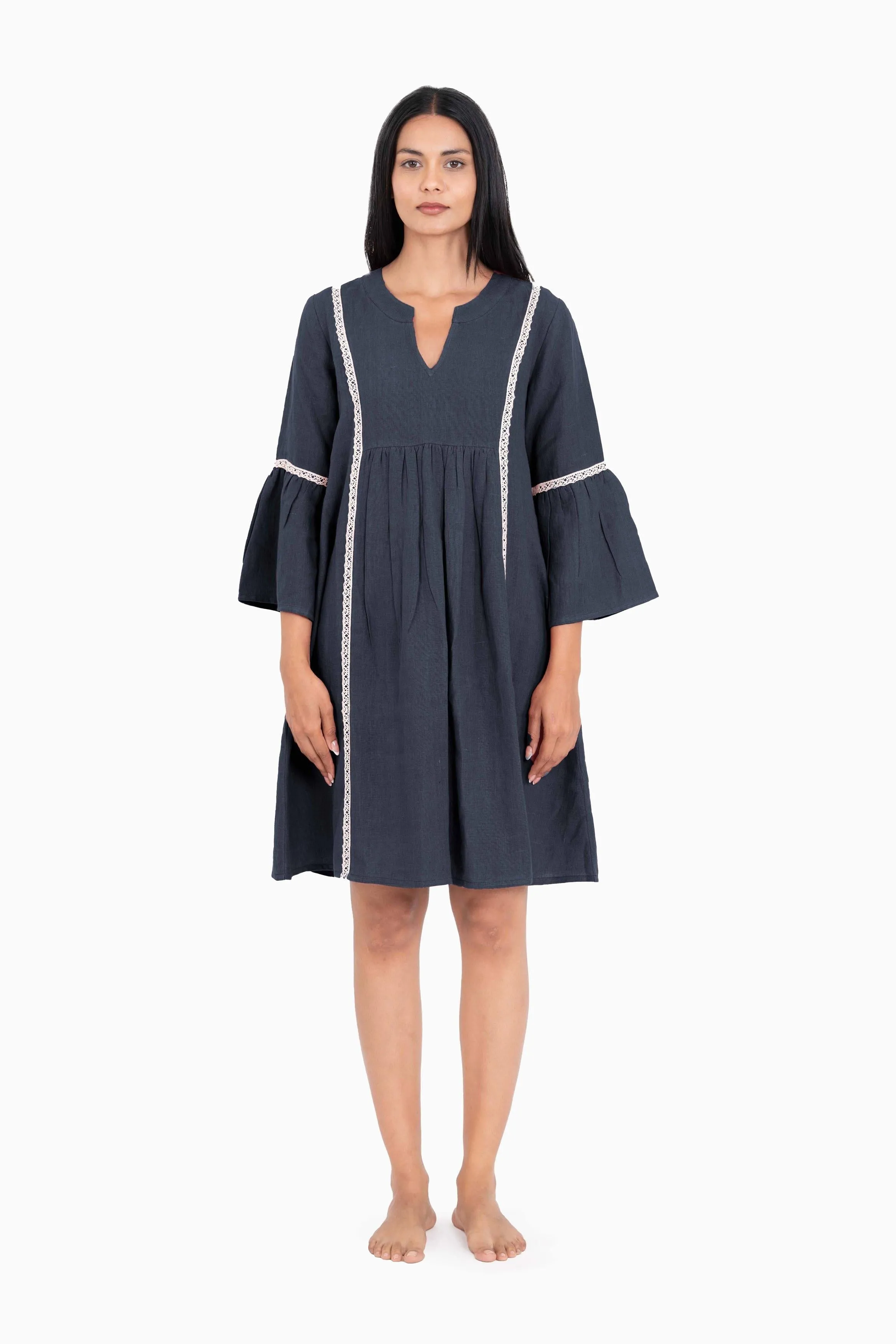 Linen Moana Midi Dress-Misty Lilac
