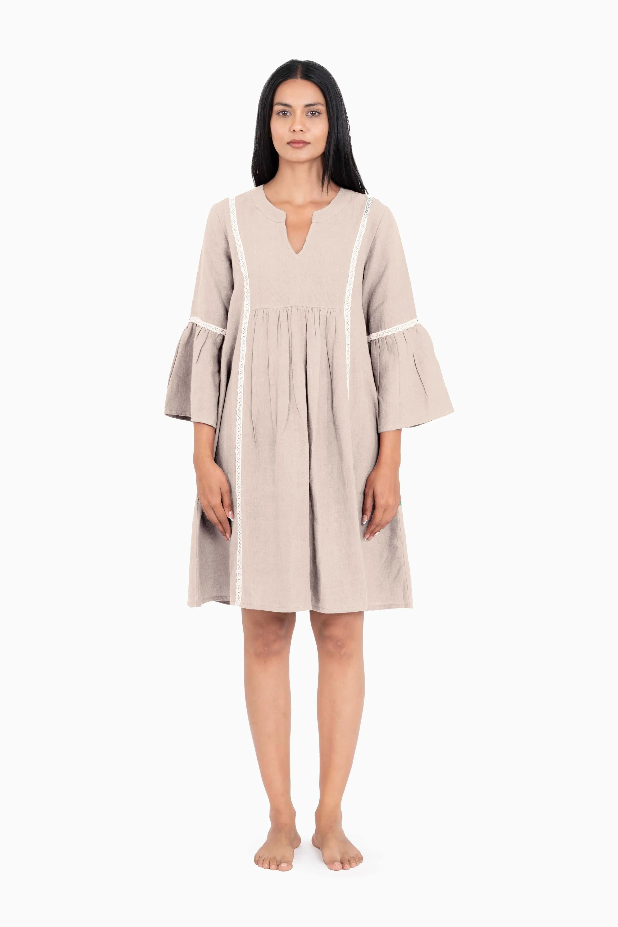 Linen Moana Midi Dress-Misty Lilac
