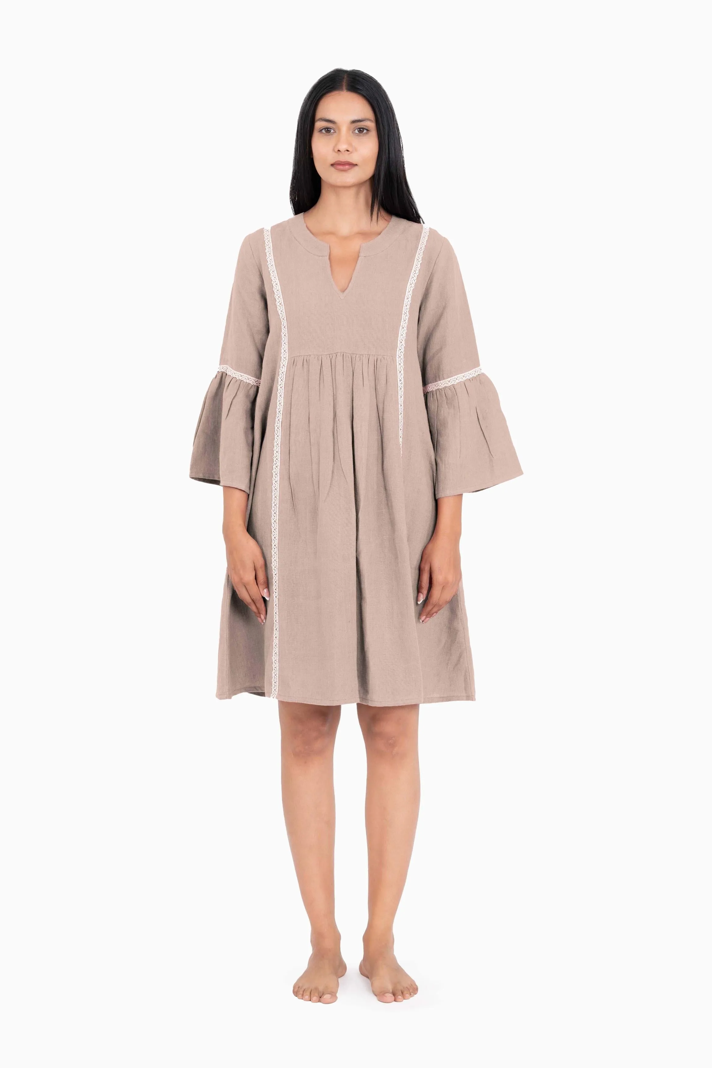 Linen Moana Midi Dress-Misty Lilac