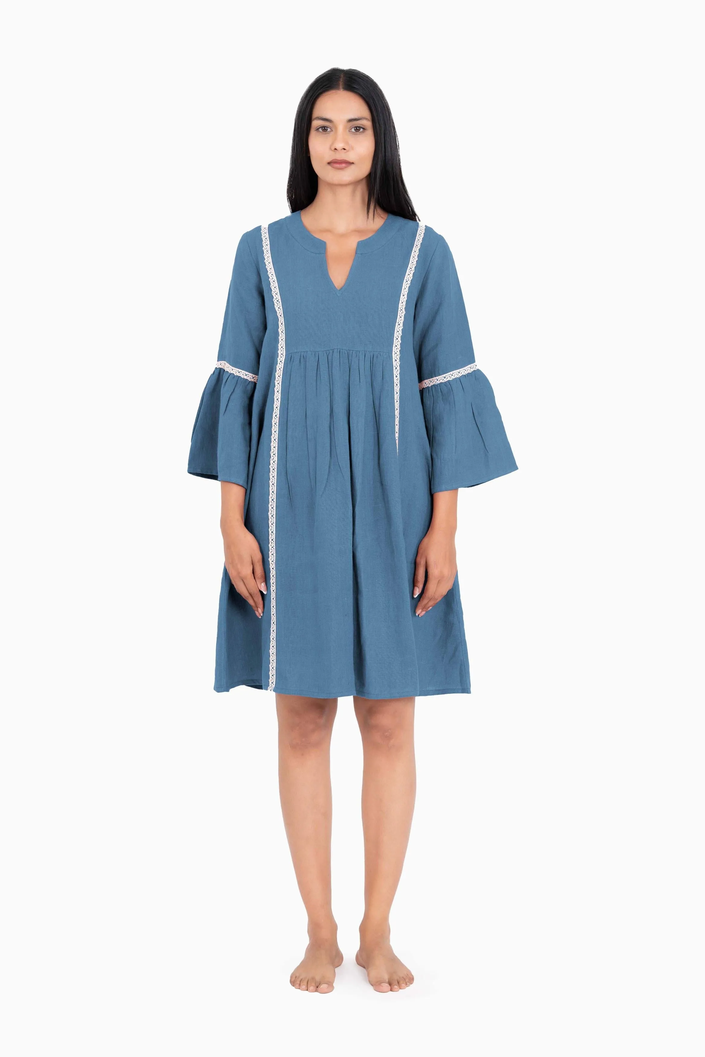 Linen Moana Midi Dress-Misty Lilac
