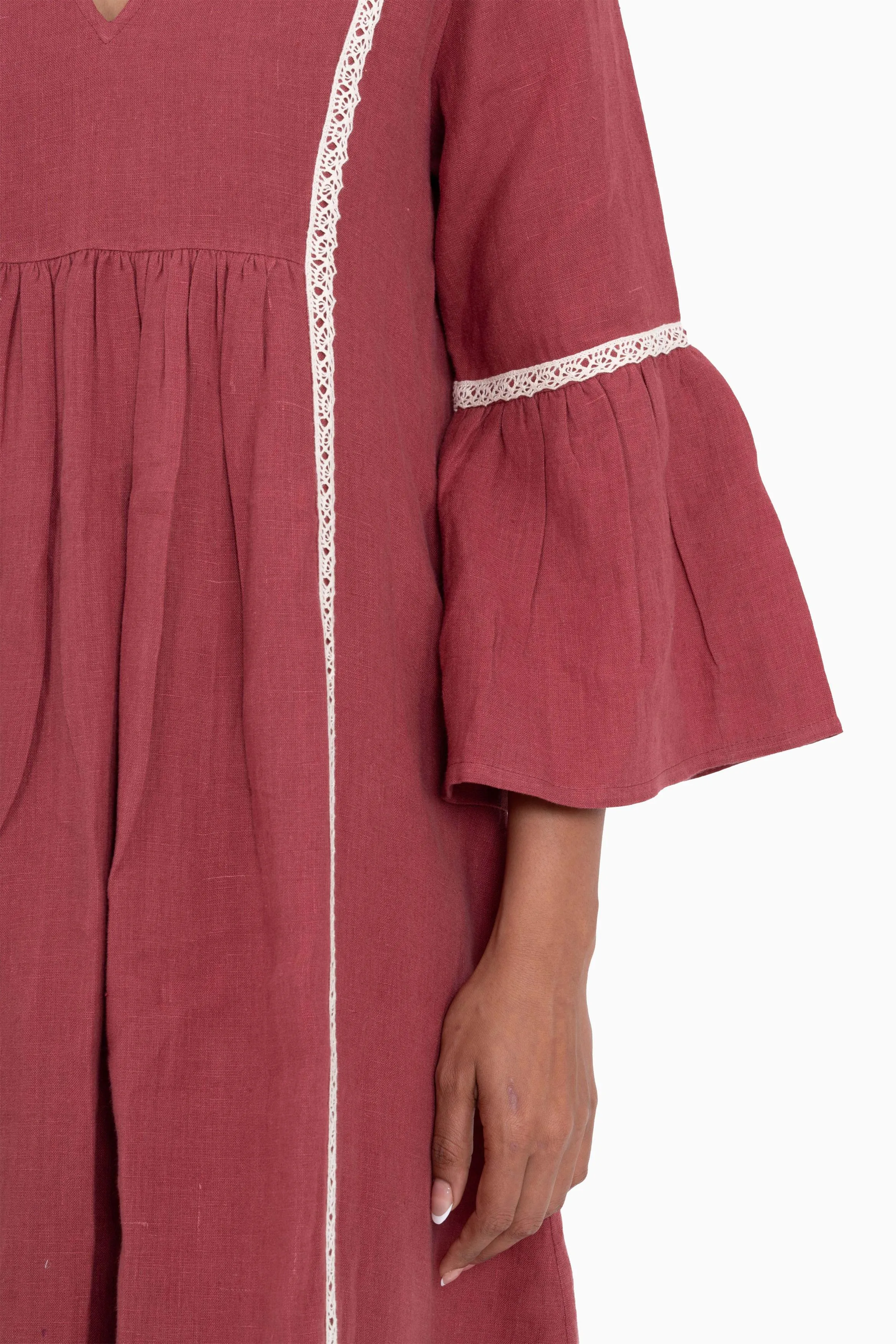 Linen Moana Midi Dress-Misty Lilac