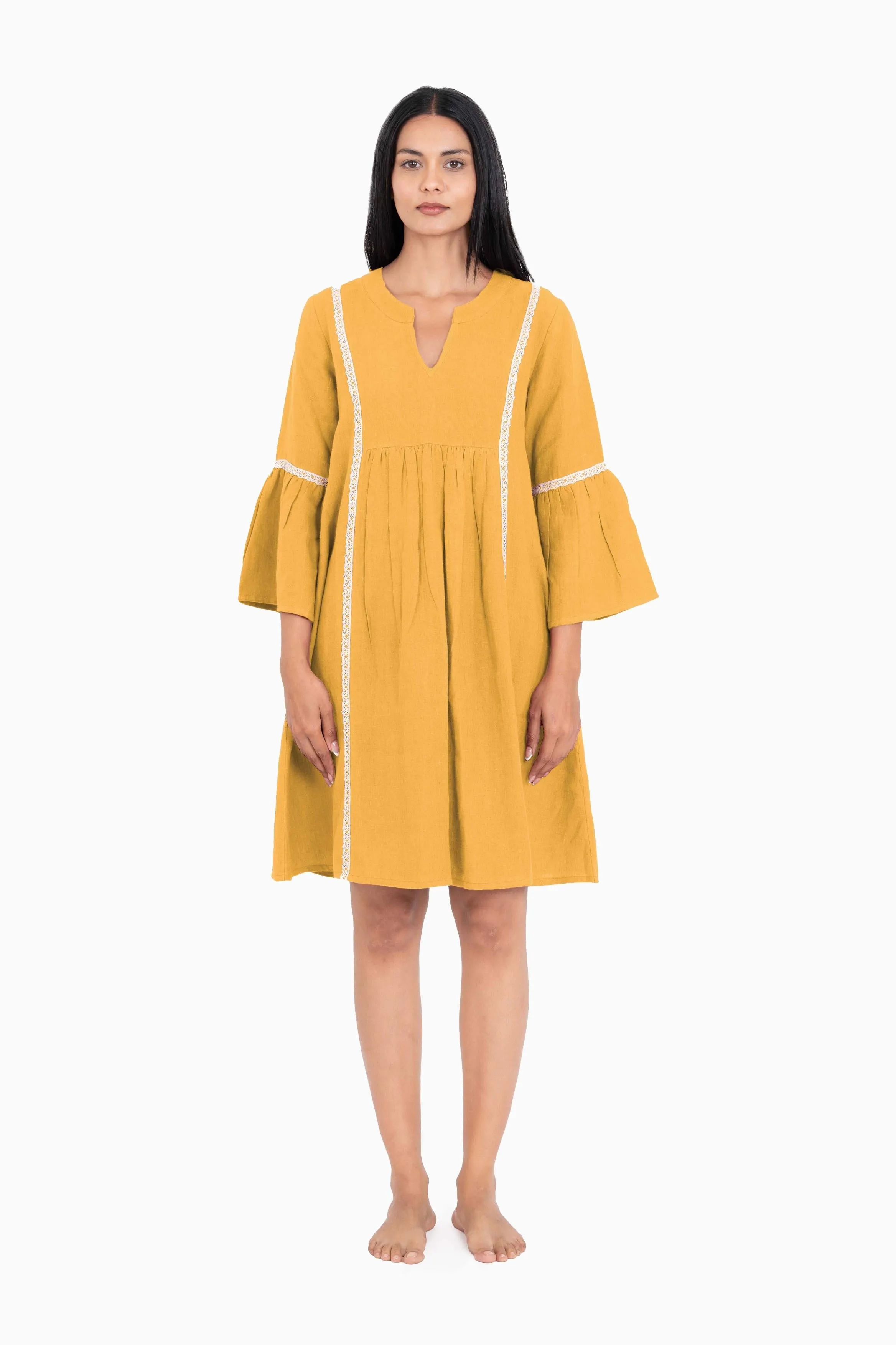 Linen Moana Midi Dress-Misty Lilac