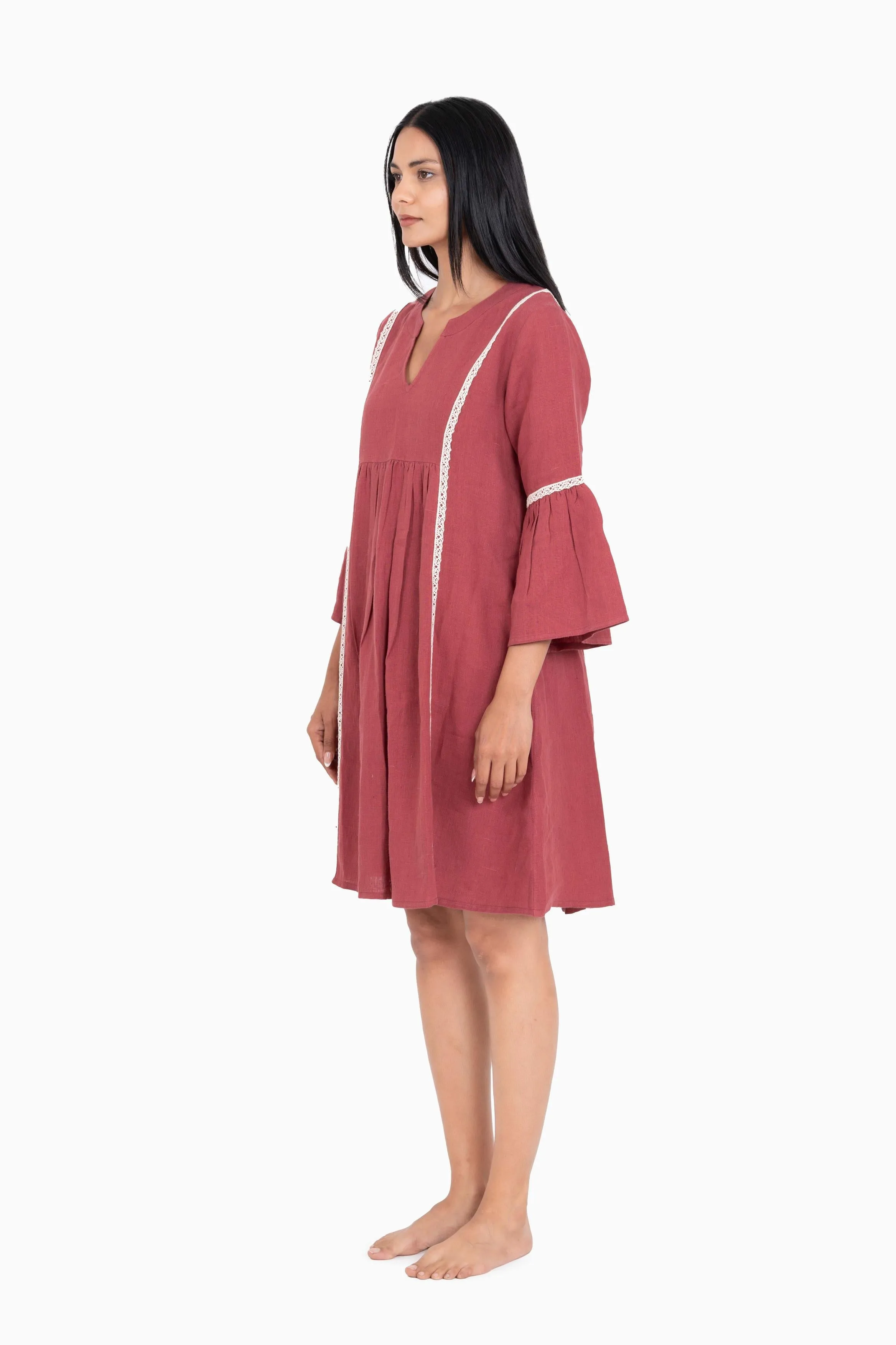 Linen Moana Midi Dress-Misty Lilac