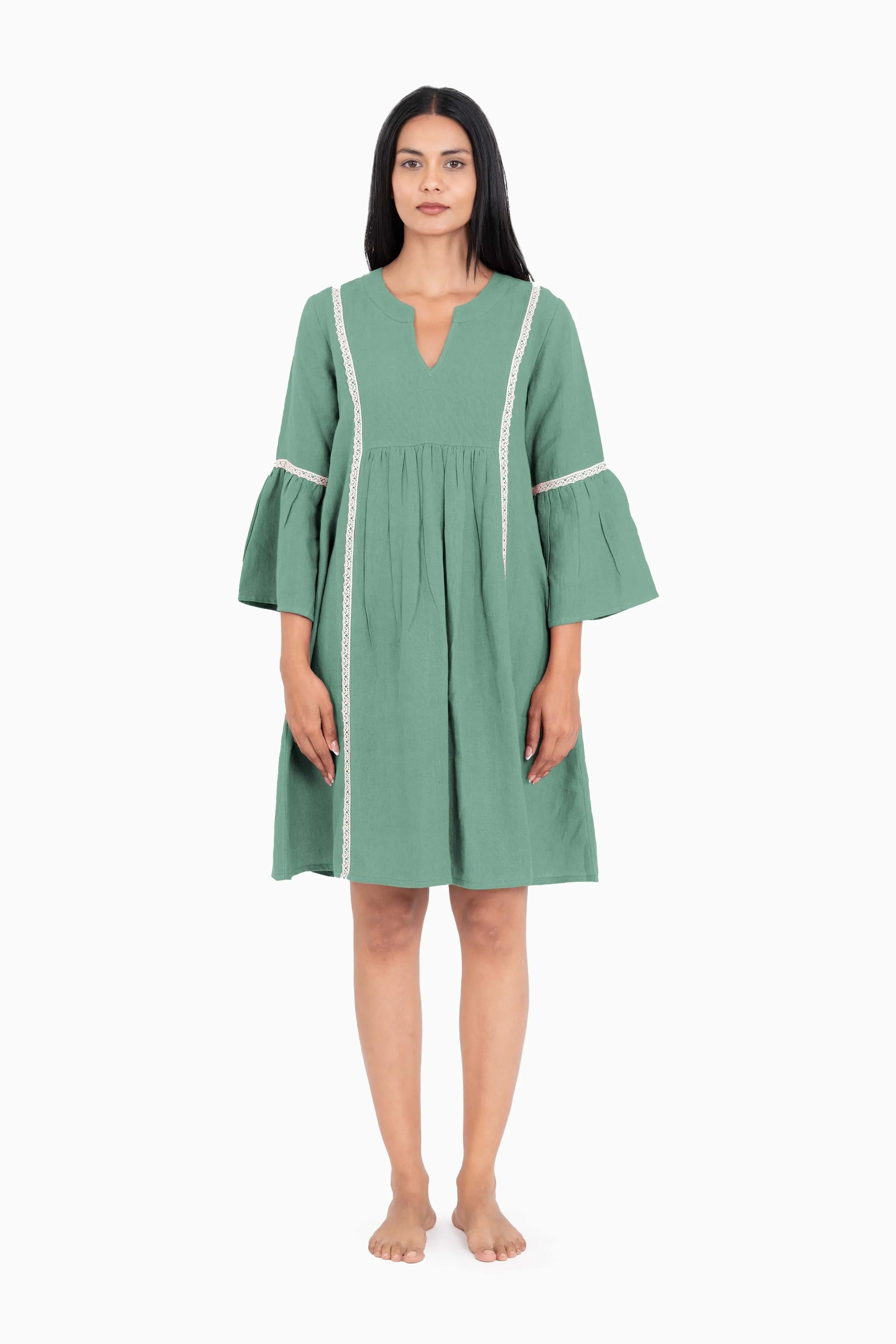 Linen Moana Midi Dress-Misty Lilac