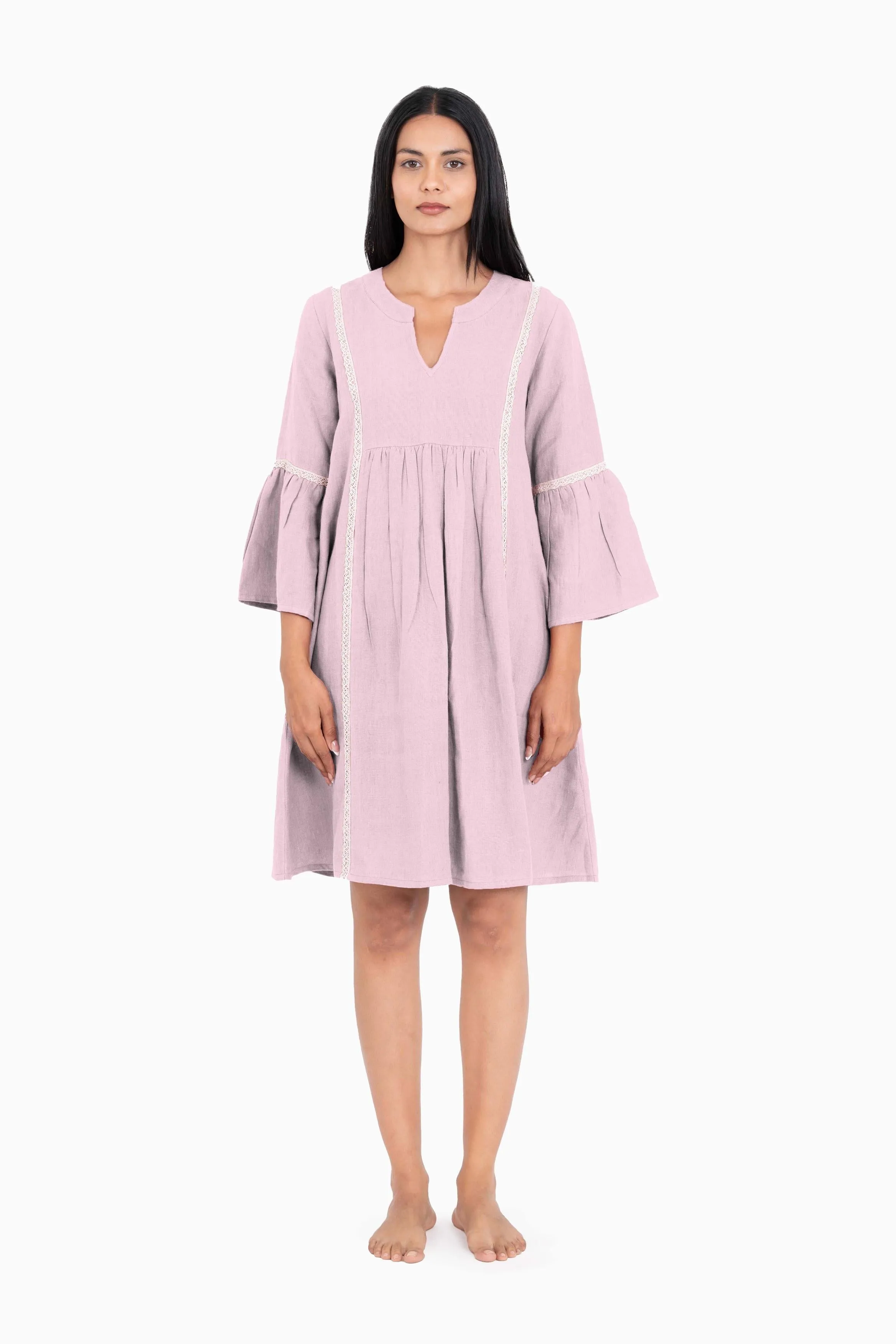 Linen Moana Midi Dress-Misty Lilac
