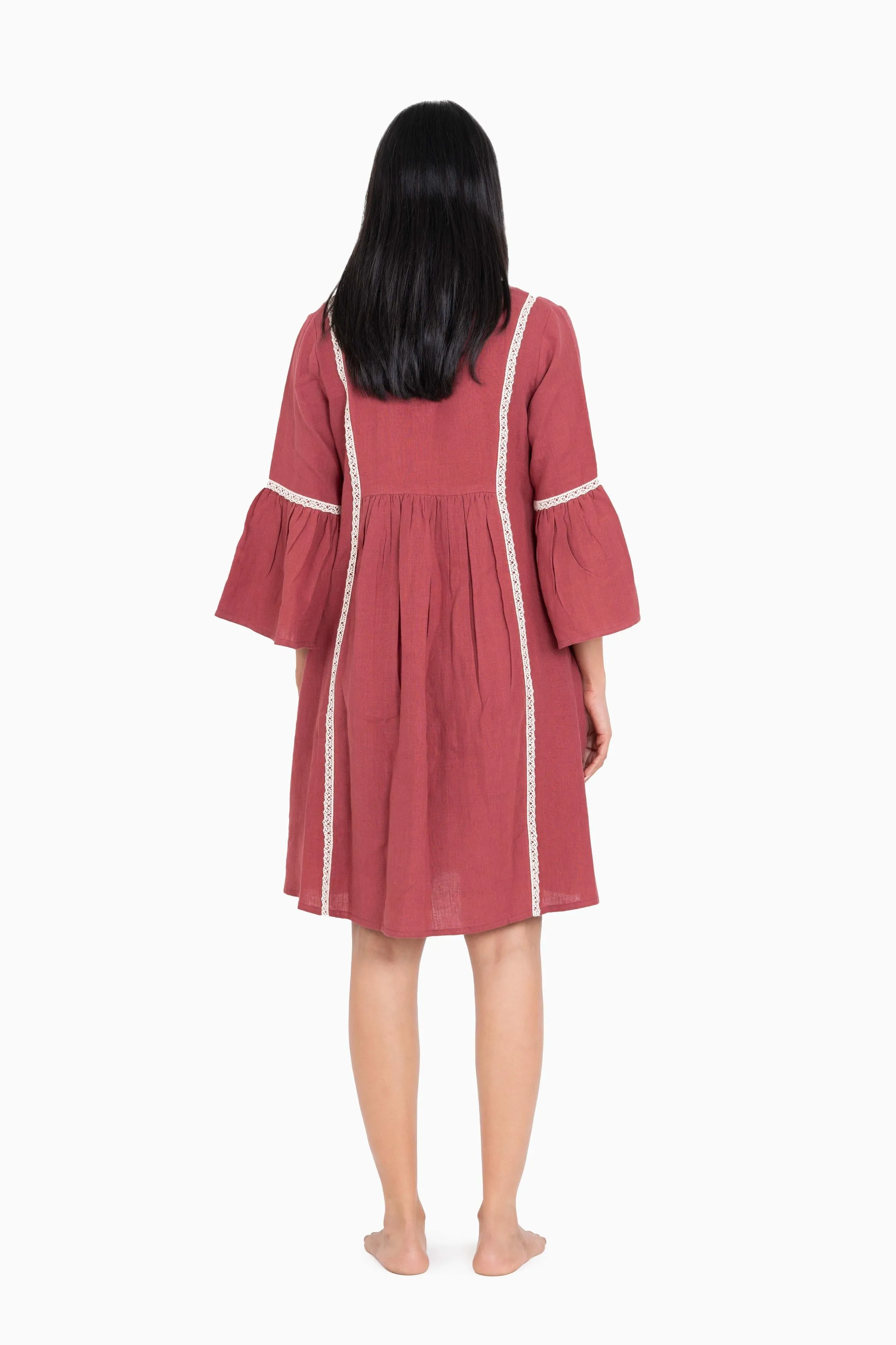 Linen Moana Midi Dress-Misty Lilac