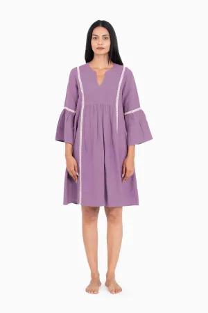 Linen Moana Midi Dress-Misty Lilac