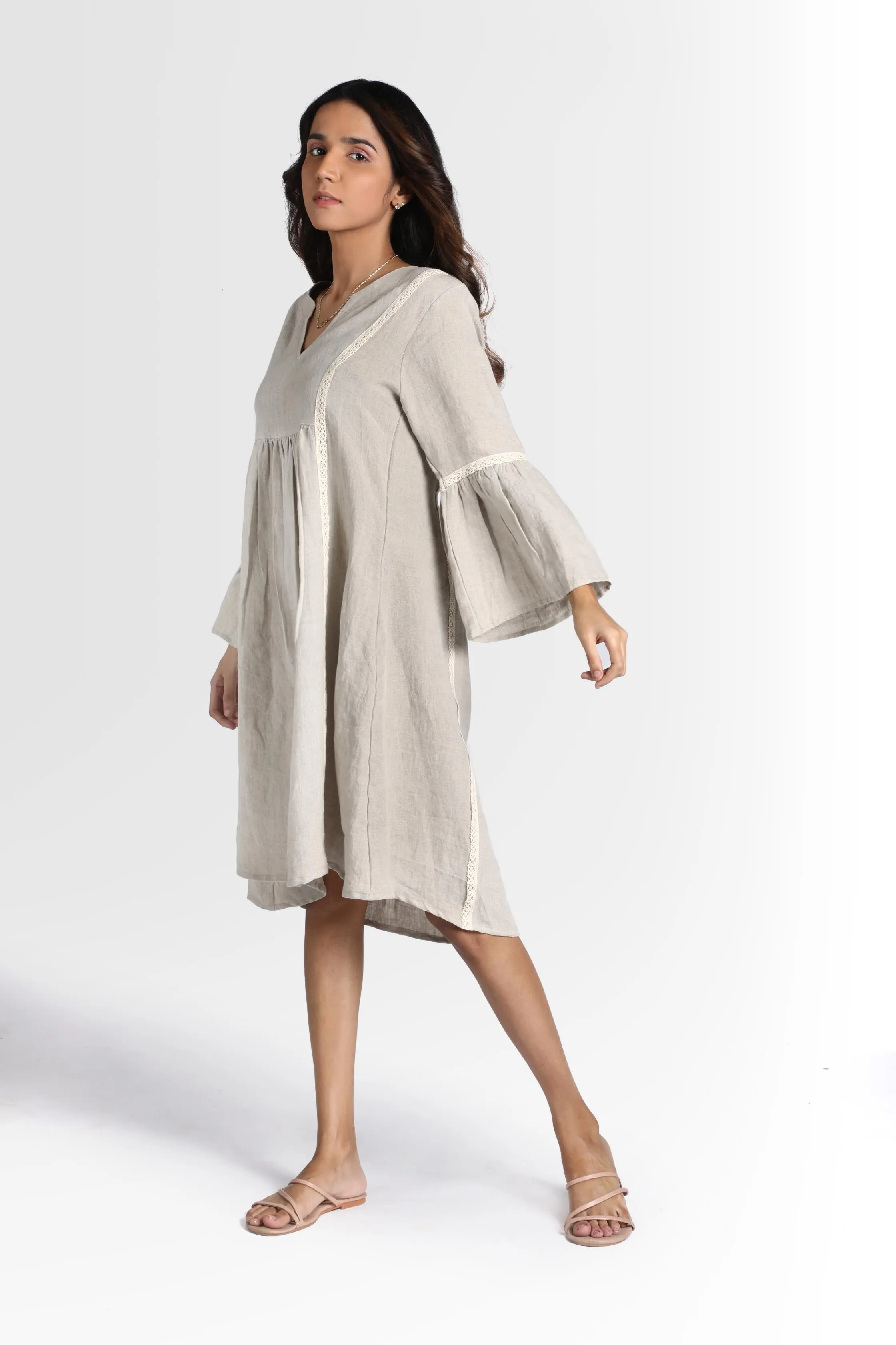 Linen Moana Midi Dress-Oatmeal