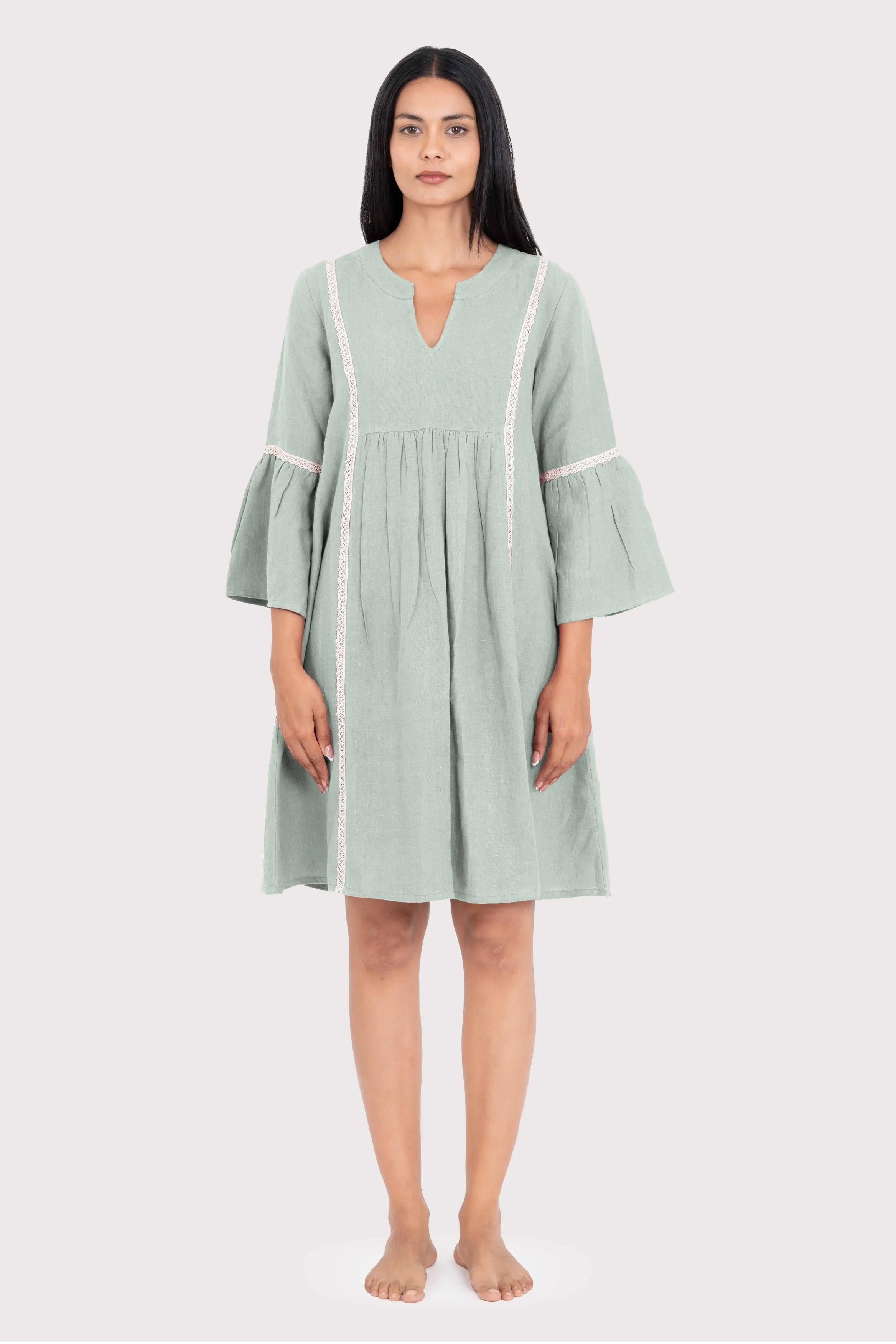 Linen Moana Midi Dress-Oatmeal