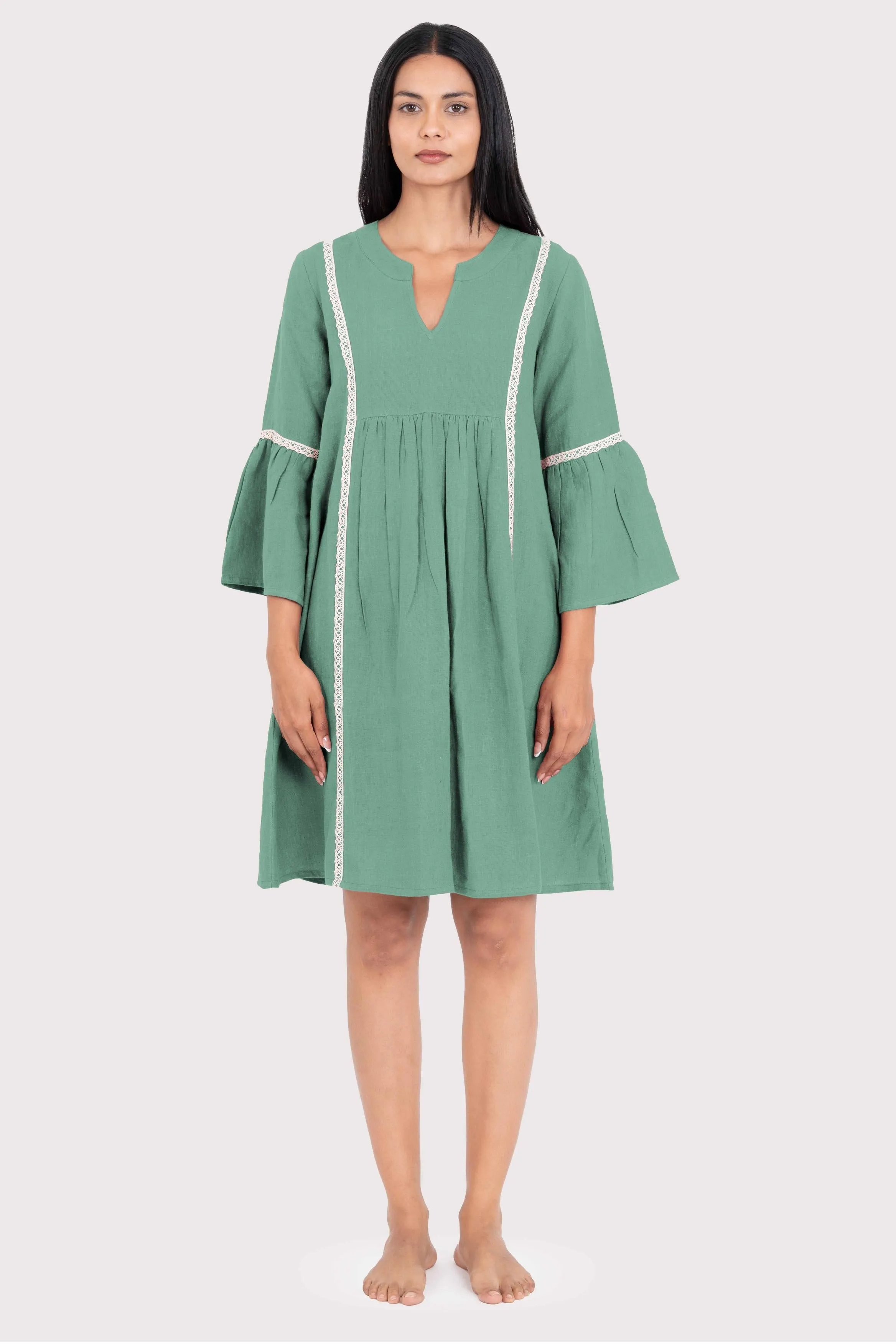 Linen Moana Midi Dress-Oatmeal