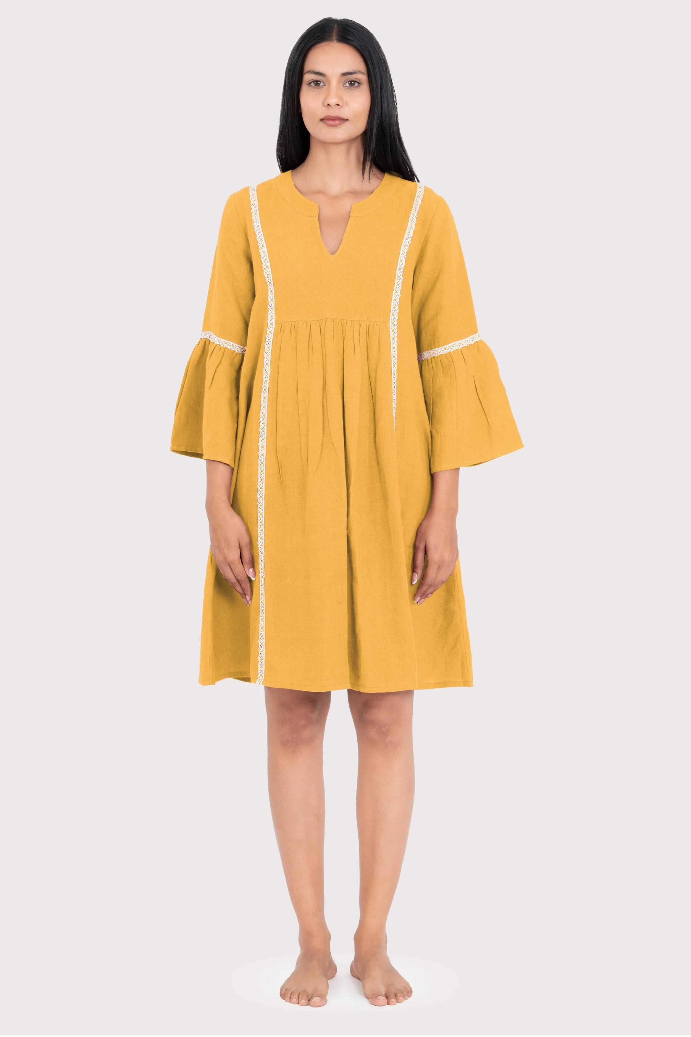 Linen Moana Midi Dress-Oatmeal