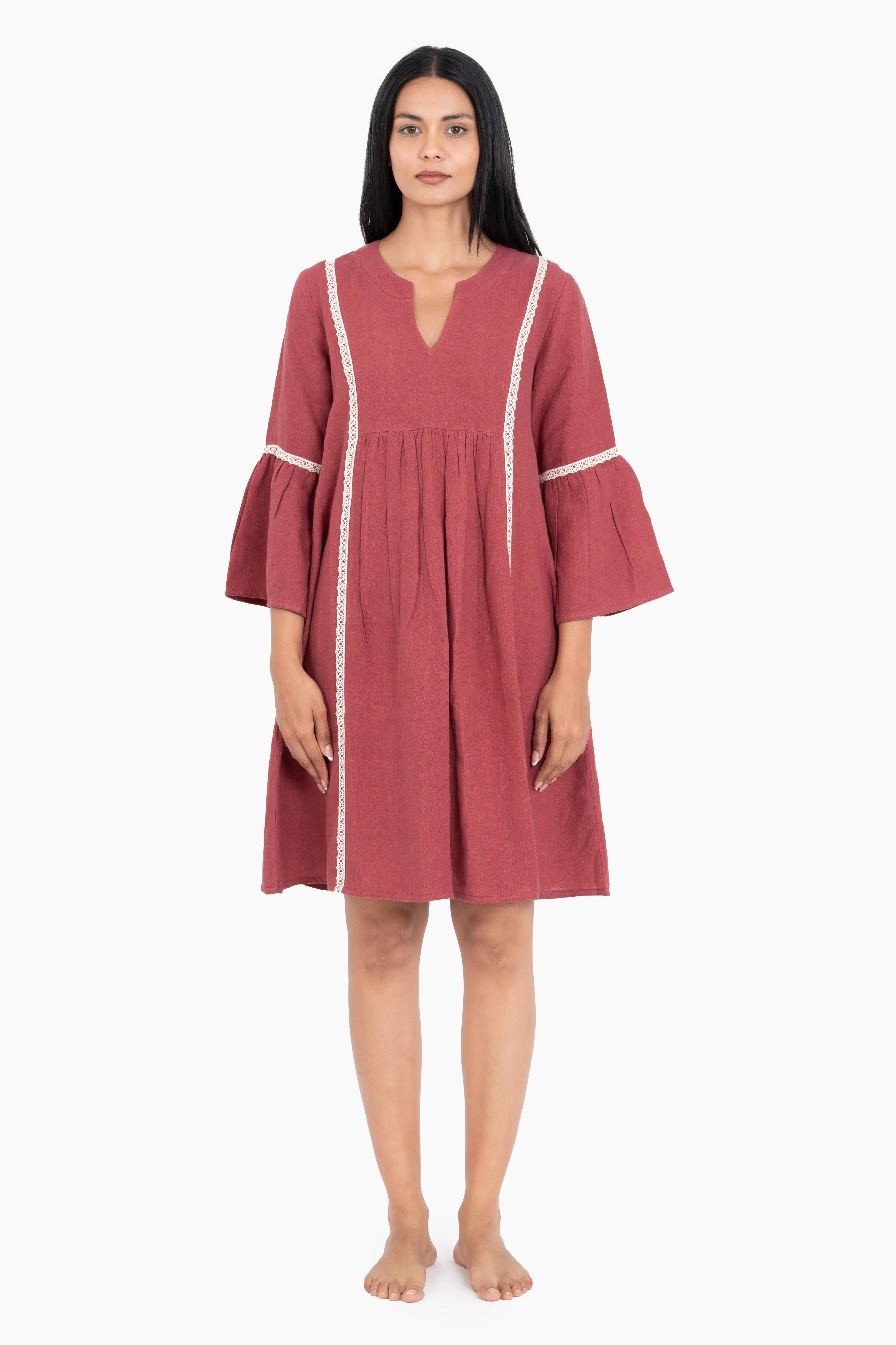 Linen Moana Midi Dress-Oatmeal