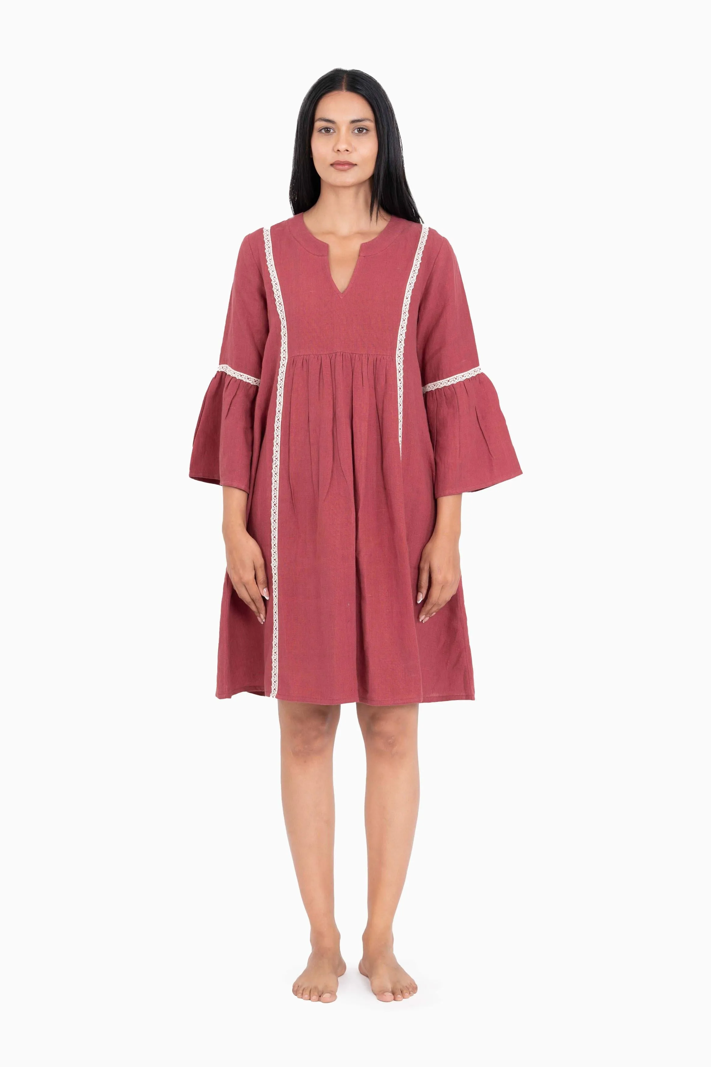 Linen Moana Midi Dress-Pacific Blue