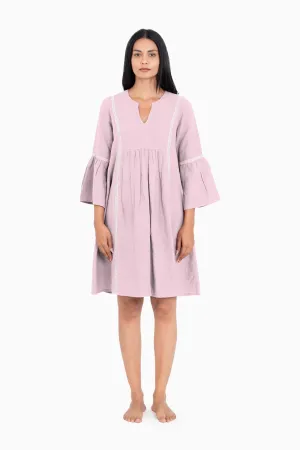 Linen Moana Midi Dress-Petal Pink