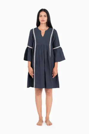 Linen Moana Midi Dress-Stormy Blue