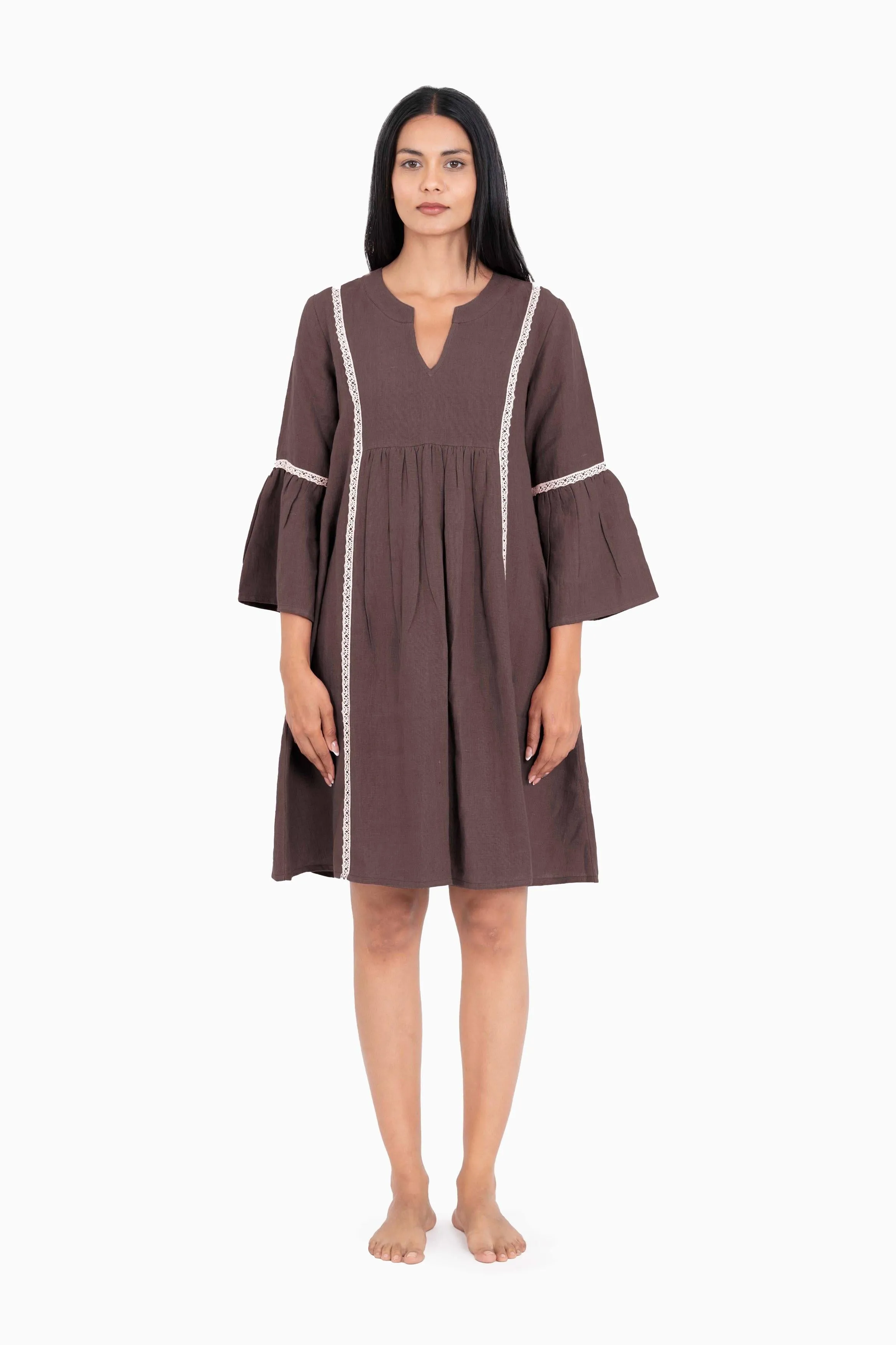 Linen Moana Midi Dress-Stormy Blue
