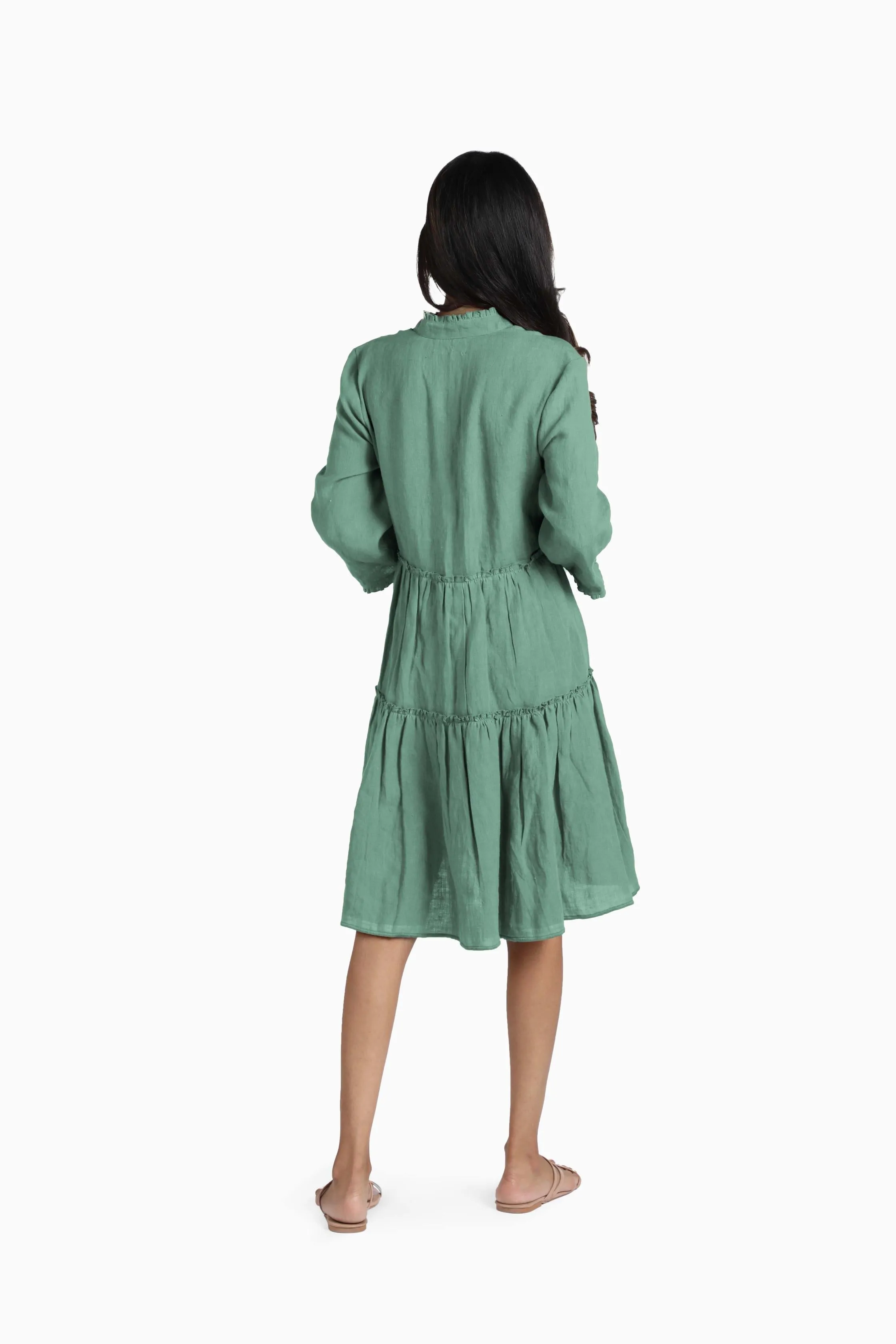 Linen Scarlet Midi Dress-Oatmeal