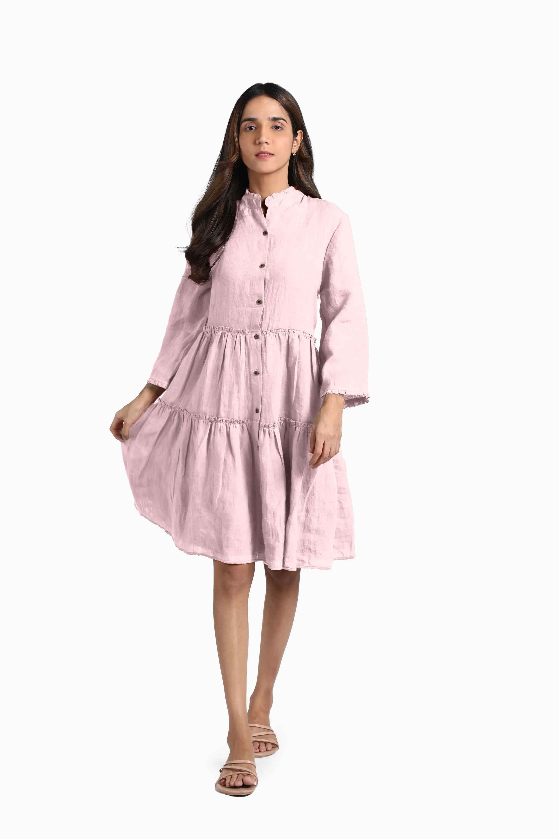 Linen Scarlet Midi Dress-Oatmeal