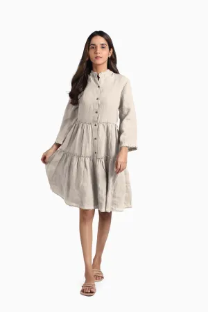 Linen Scarlet Midi Dress-Oatmeal