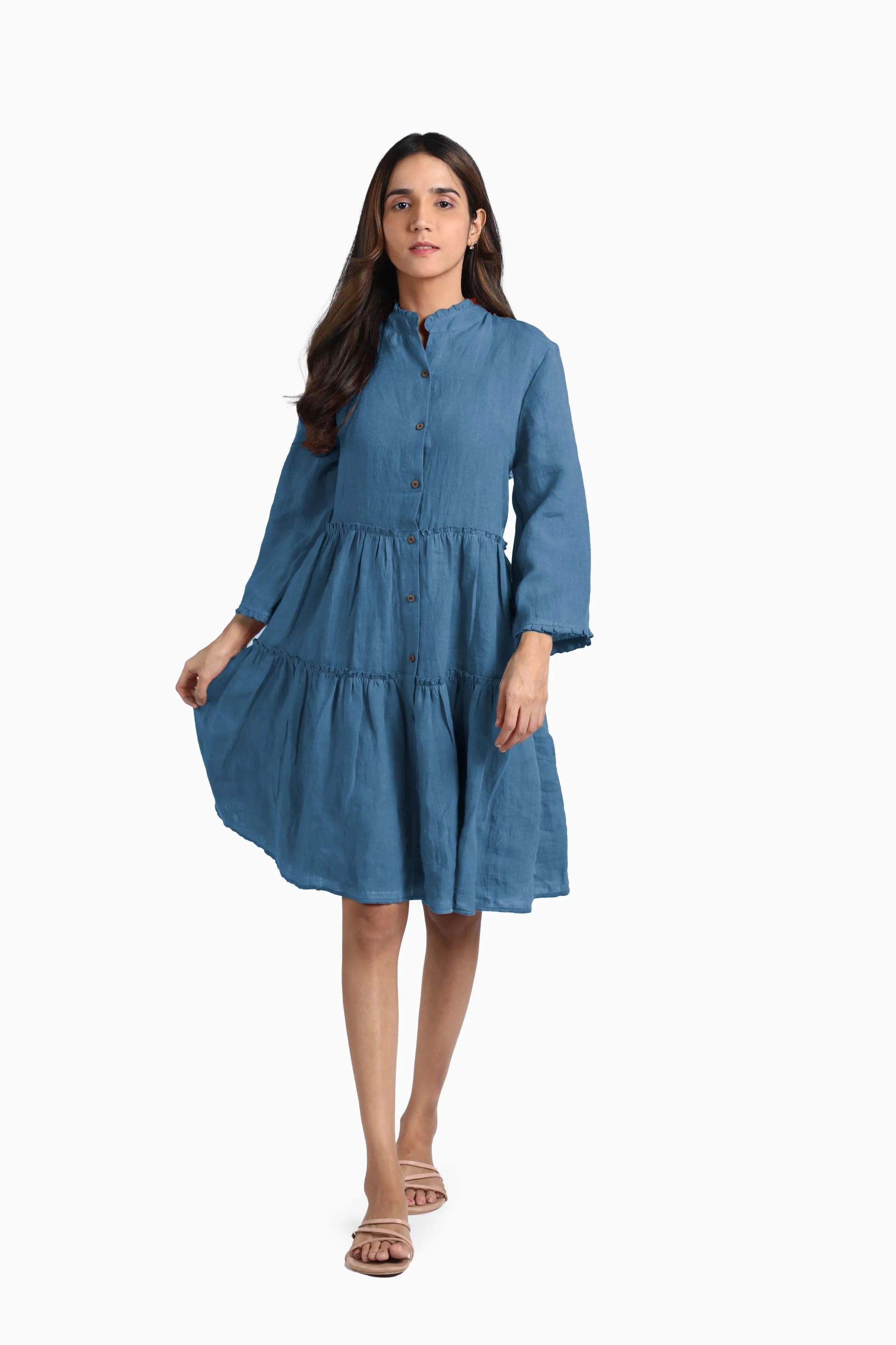 Linen Scarlet Midi Dress-Oatmeal