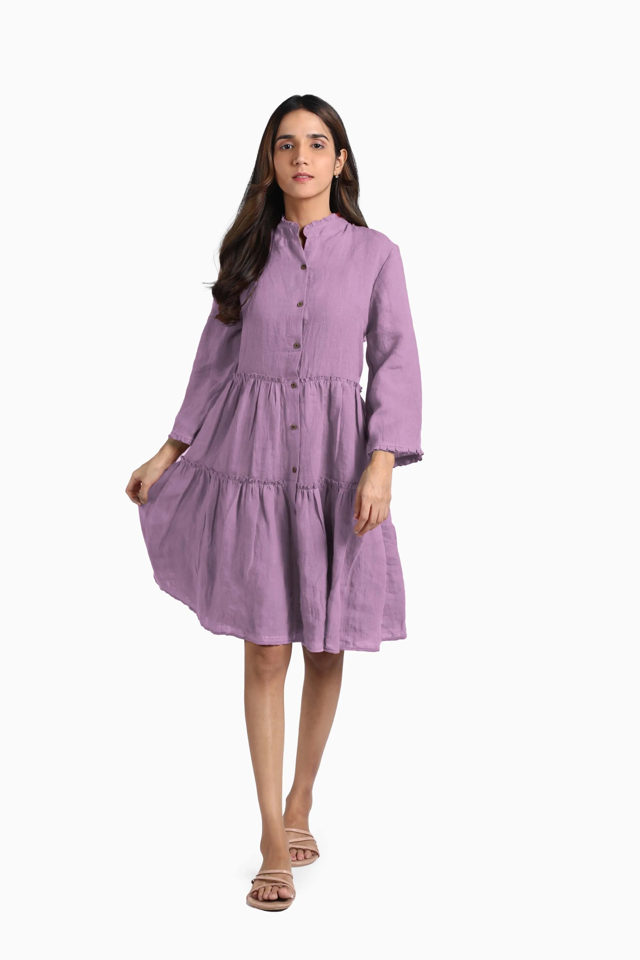 Linen Scarlet Midi Dress-Oatmeal