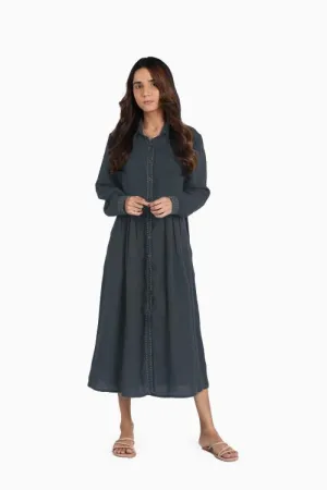 Linen Skylah Maxi Dress-Stormy Blue