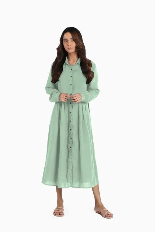 Linen Skylah Maxi Dress-Stormy Blue