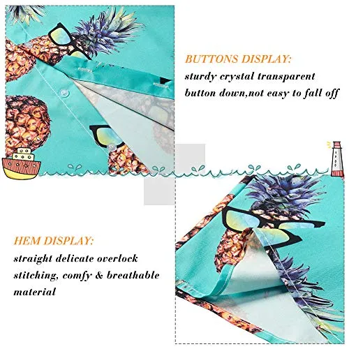 Little Boy Green Pineapples Sunglass Hawaiian Print Dress Shirts
