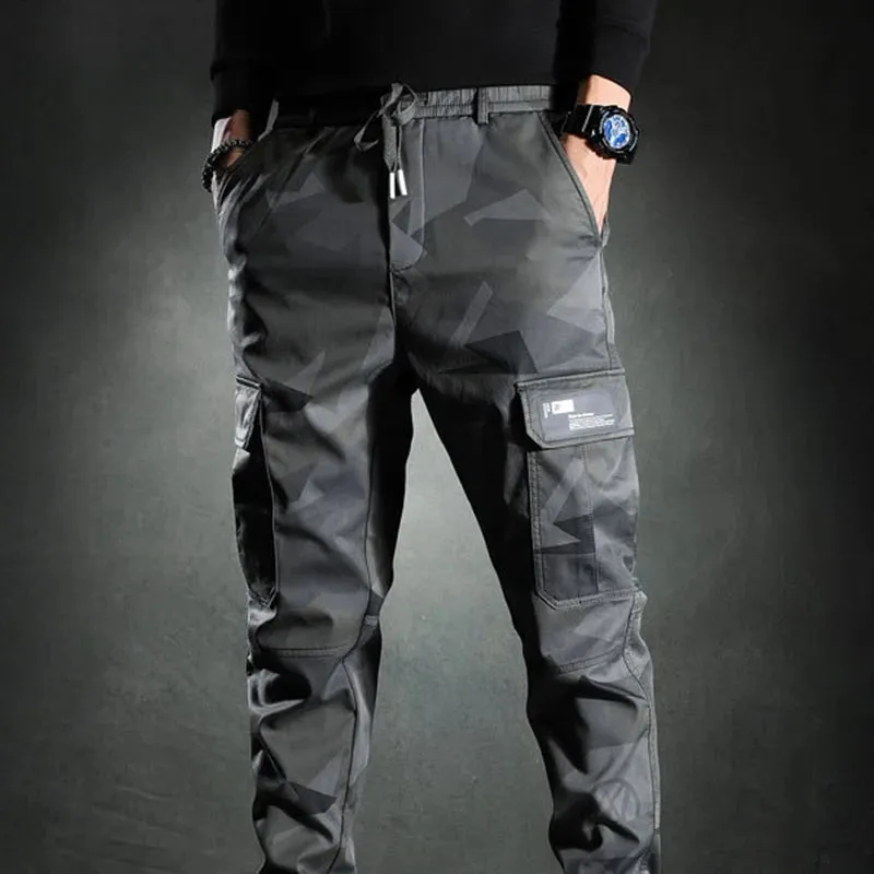 Lässige Herren Cargo Hose Camouflage Stretch Slim Fit