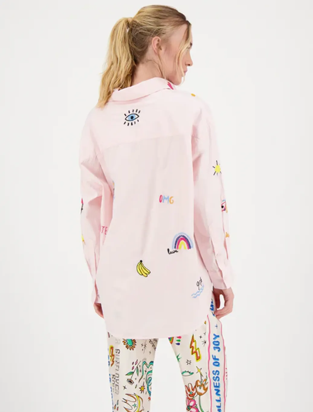 Madison Oversized EMB Shirt - Pink