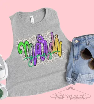 Mardi Gras CROP Tank/  Adult Sizes / Mardi Gras / Gift For Her/ Workout Tank