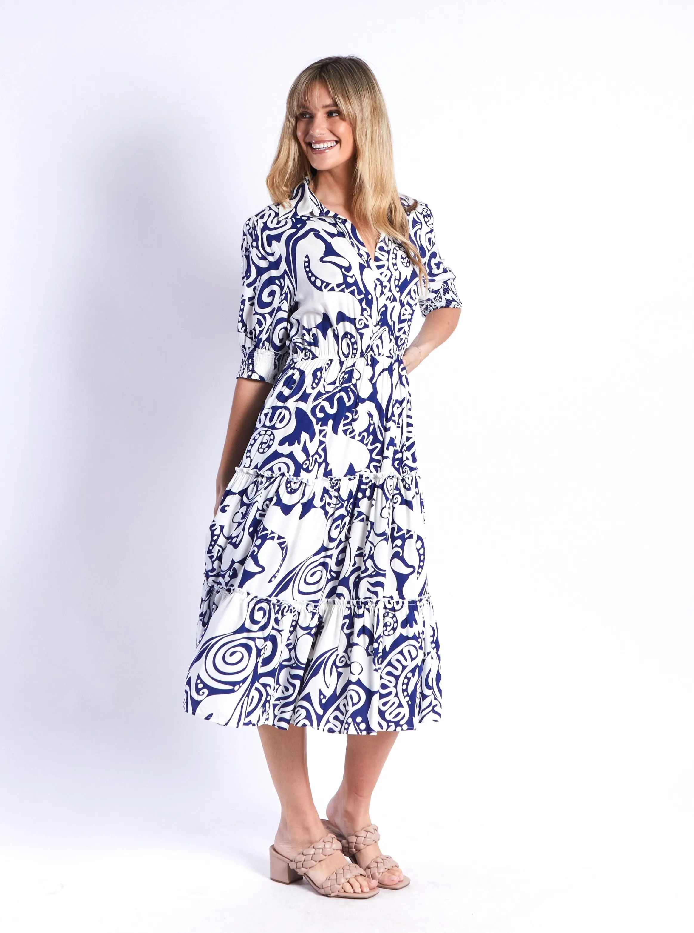 Marleen Dress - Navy Print
