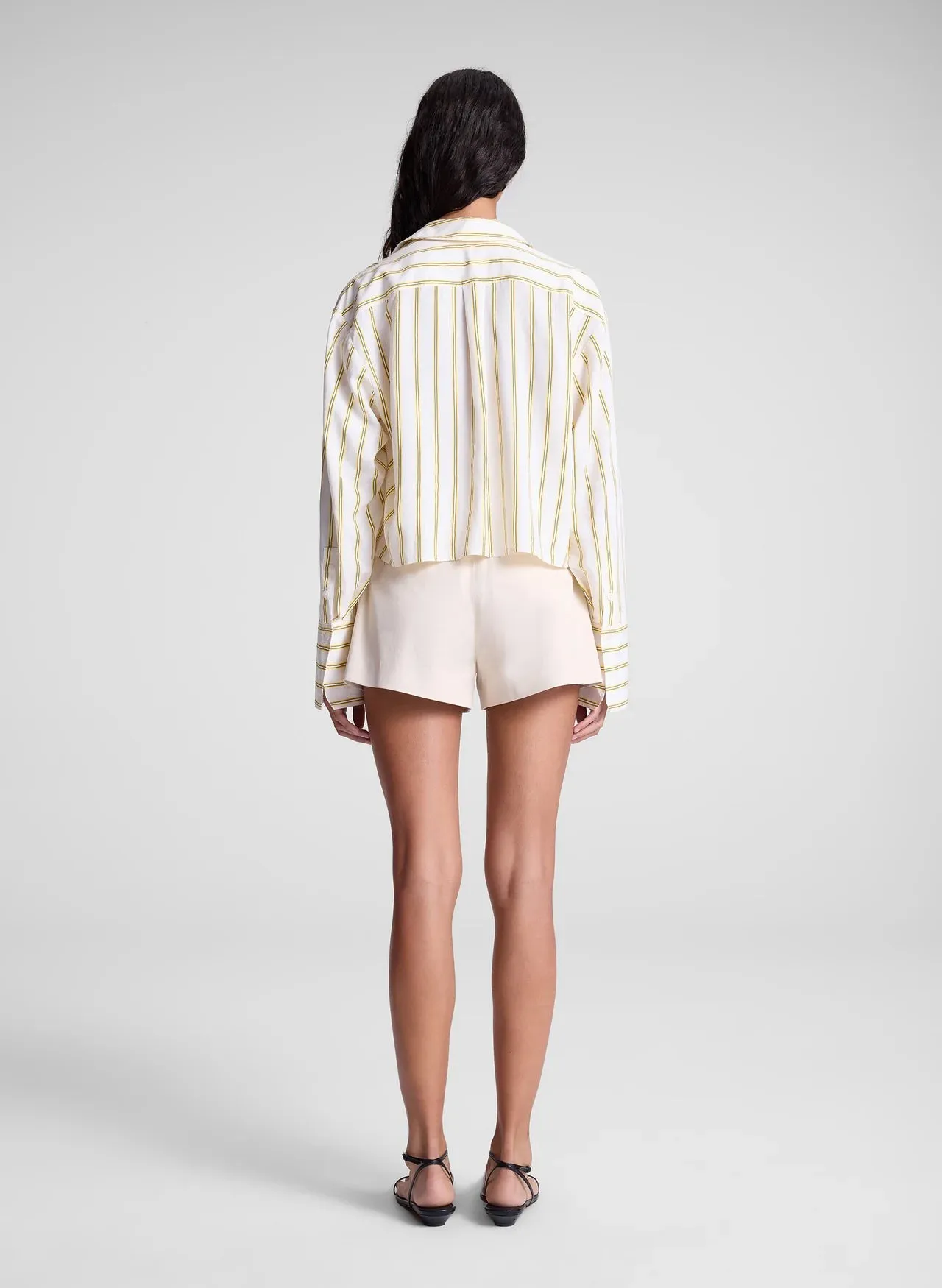 Maude Cropped Cotton Shirt - Canary Stripe