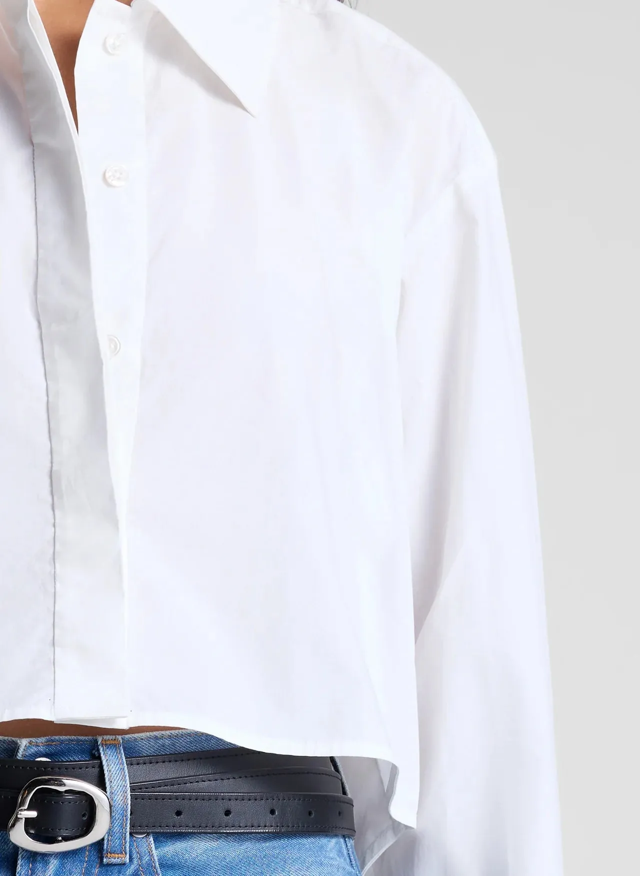 Maude Cropped Cotton Shirt - White