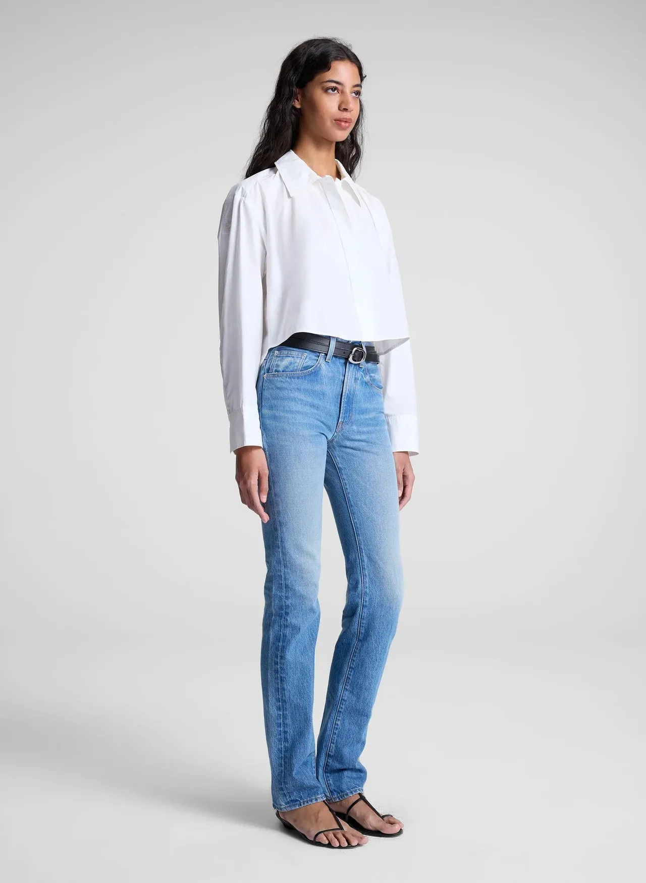Maude Cropped Cotton Shirt - White