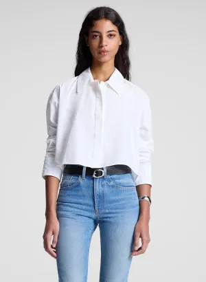 Maude Cropped Cotton Shirt - White