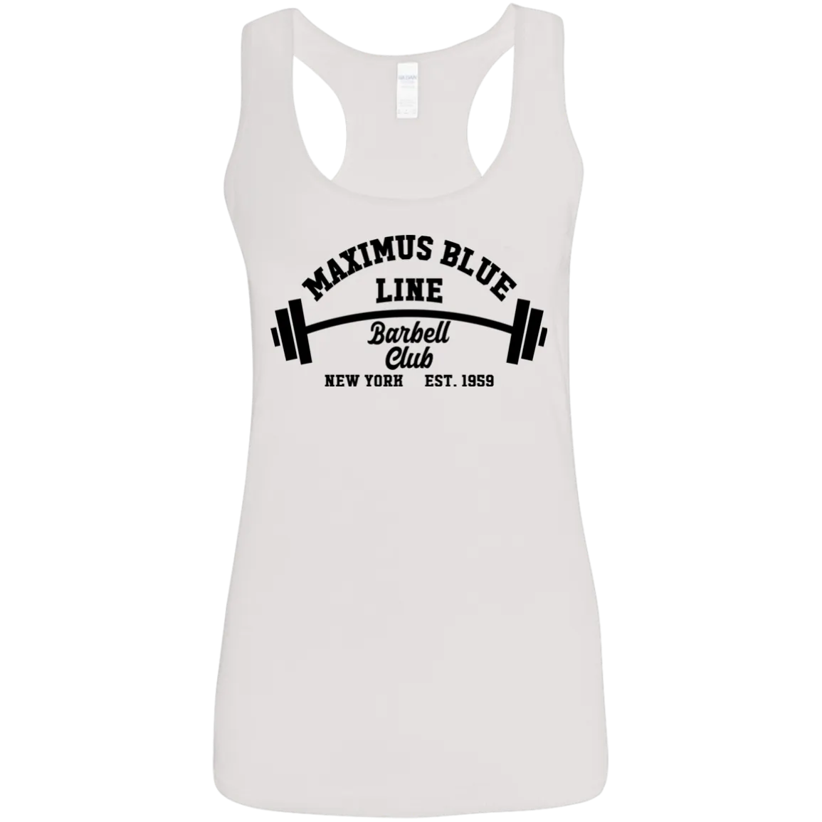 Maximus Blue Line Barbell Club Ladies' Softstyle Racerback Tank