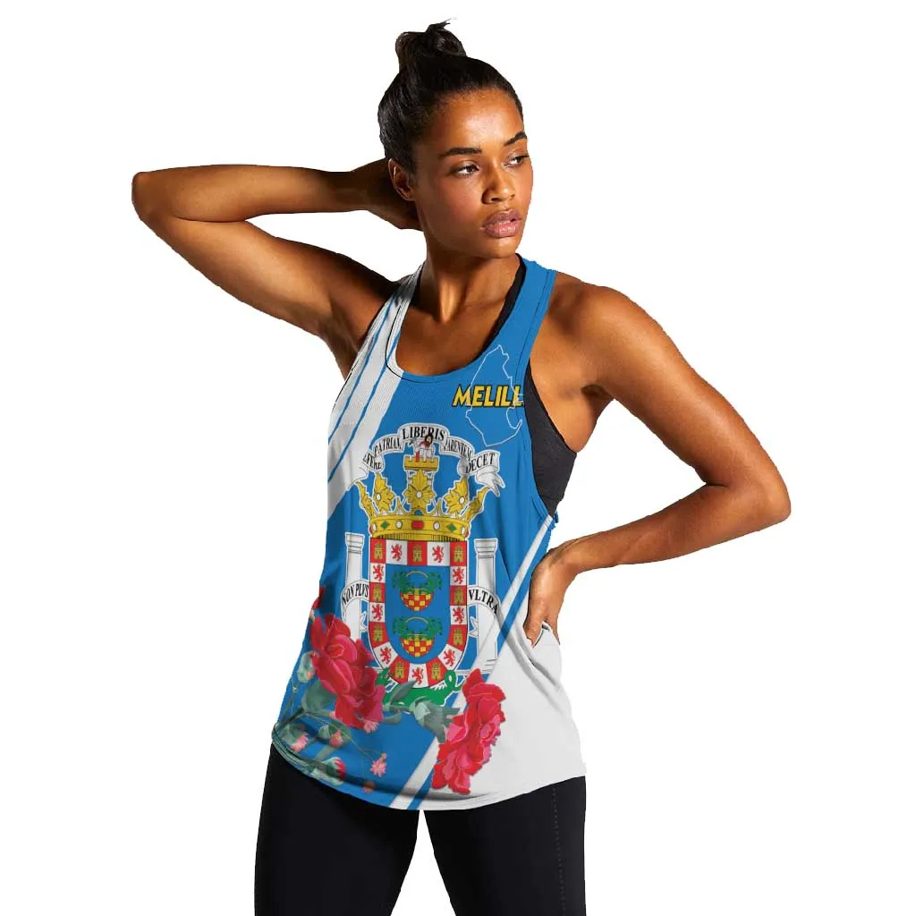 Melilla Spain Women Racerback Tank Coat Of Arms With Map LT15