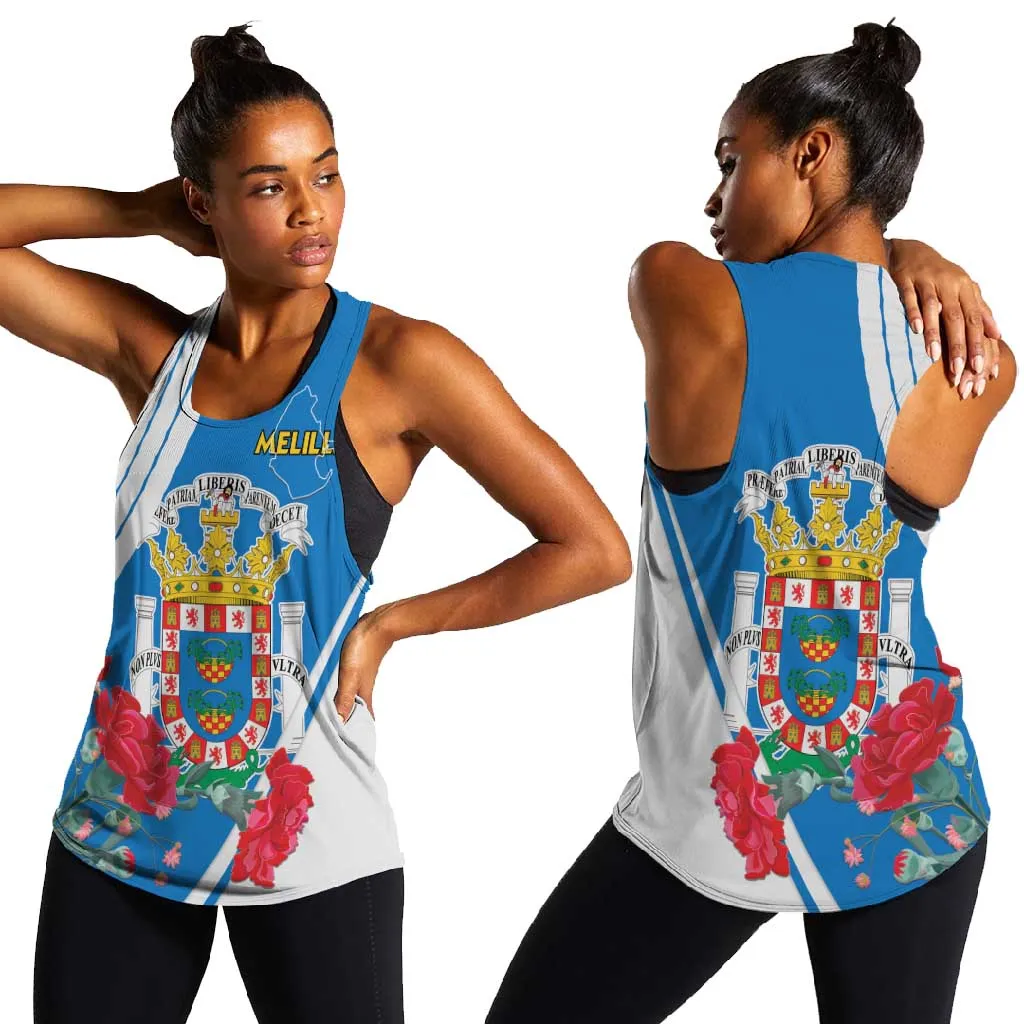 Melilla Spain Women Racerback Tank Coat Of Arms With Map LT15