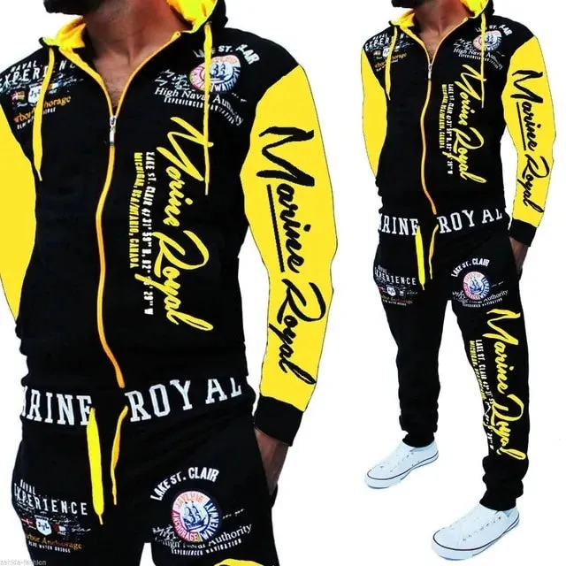 Men's Red & Black Hooded Sweatsuit Set