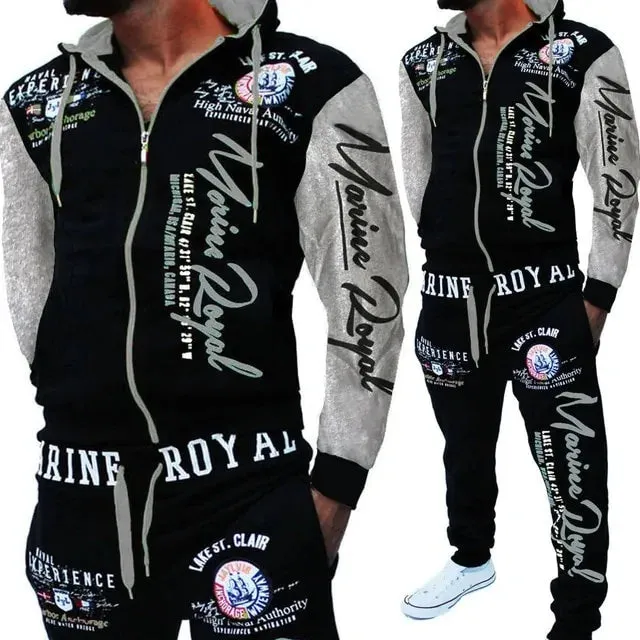 Men's Red & Black Hooded Sweatsuit Set