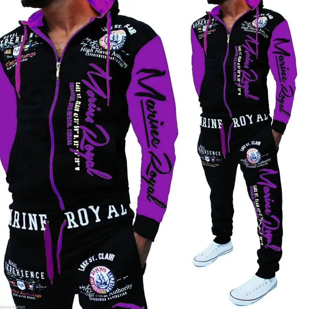 Men's Red & Black Hooded Sweatsuit Set