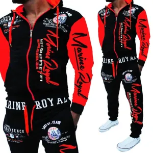 Men's Red & Black Hooded Sweatsuit Set
