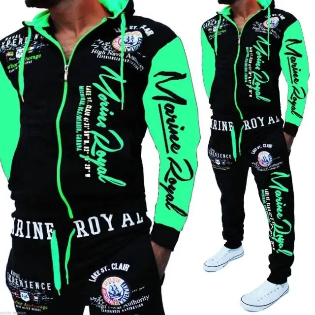 Men's Red & Black Hooded Sweatsuit Set