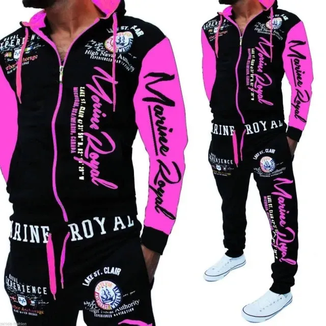 Men's Red & Black Hooded Sweatsuit Set
