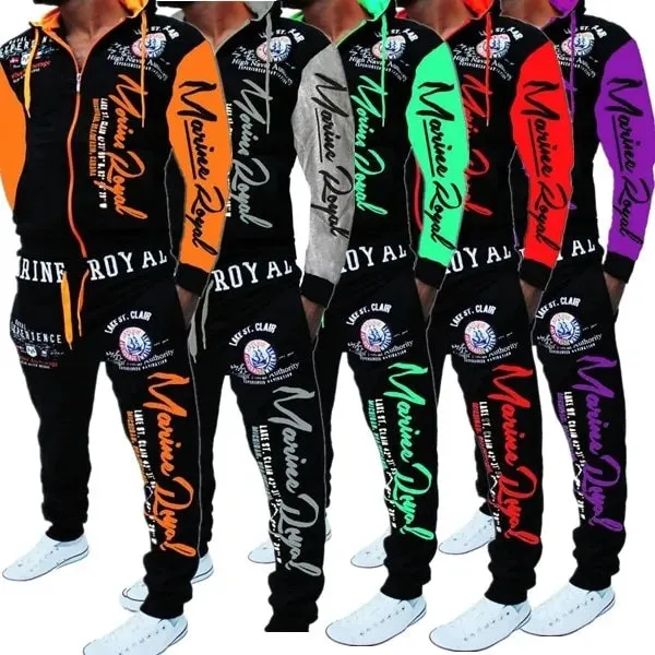 Men's Red & Black Hooded Sweatsuit Set