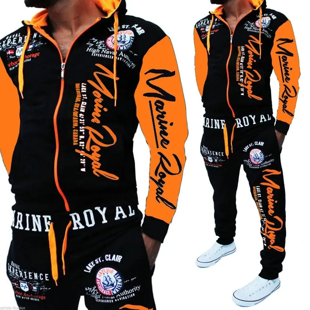 Men's Red & Black Hooded Sweatsuit Set